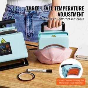 2 in 1 tumbler and hat heat press machine, mini hat heat press for caps and hats, tumbler heat press for 11 30oz sublimation tumblers and mugs, temperature and time control, green