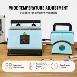 2 in 1 tumbler and hat heat press machine, mini hat heat press for caps and hats, tumbler heat press for 11 30oz sublimation tumblers and mugs, temperature and time control, green
