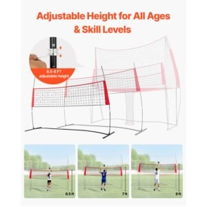 2 in 1 volleyball training net system, freely height adjustable practice equipment with ball return, portable net station, easy setup for backyard indoor outdoor serving spiking improve accuracy