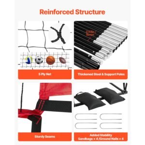 2 in 1 volleyball training net system, freely height adjustable practice equipment with ball return, portable net station, easy setup for backyard indoor outdoor serving spiking improve accuracy
