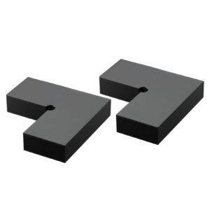 2 Pack Corner Connectors for Handrail, Extension Stair Railing Accessories, POM Hand Rail Connector Fittings for Rectangular Cable Railing, Deck Cable Rail System Outdoor, Matte Black, HT-05