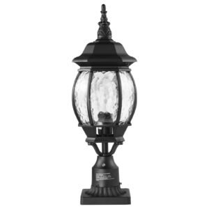2 pack dusk to dawn outdoor post light, 20.87 in, waterproof lamp post light fixtures with 5.5 in pier mount base glass shade, lightning proof exterior pole column light for patio garden pathway