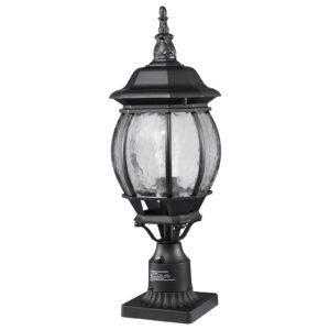 2 pack dusk to dawn outdoor post light, 20.87 in, waterproof lamp post light fixtures with 5.5 in pier mount base glass shade, lightning proof exterior pole column light for patio garden pathway