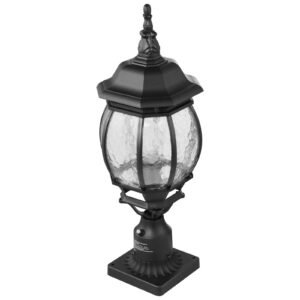 2 pack dusk to dawn outdoor post light, 20.87 in, waterproof lamp post light fixtures with 5.5 in pier mount base glass shade, lightning proof exterior pole column light for patio garden pathway