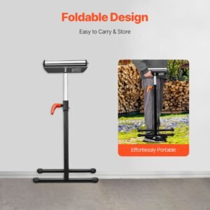 2 pack roller stands, 135 lb load capacity, 26.8 42.5'' adjustable height, folding heavy duty design with 11.5 in polished steel roller head, for table saw outfeed woodworking extension support