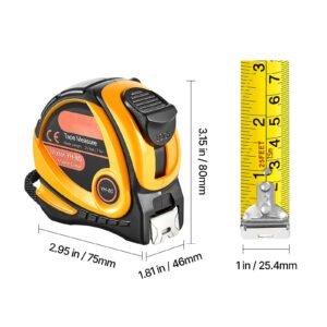 2 packs tape measure 25 ft length, measuring tape with retractable, imperial and metric ft/m dual scale & abs case & easy read steel measurement tool,for outdoor,decoration