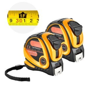 2 packs tape measure 25 ft length, measuring tape with retractable, imperial and metric ft/m dual scale & abs case & easy read steel measurement tool,for outdoor,decoration