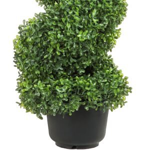 2 pcs. artificial boxwood tower topiary spiral artificial plant 91cm high decorative plant green plastic pe iron topiary plants incl. 10 pcs. replacement leaves