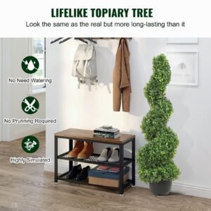 2 pcs. artificial boxwood tower topiary spiral artificial plant 91cm high decorative plant green plastic pe iron topiary plants incl. 10 pcs. replacement leaves