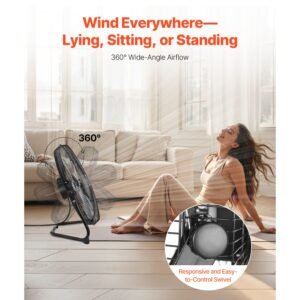 2 pcs floor fans, 3 speeds high velocity heavy duty 20 inch industrial fan, 4800 cfm 360° adjustable tilt 21.33 ft/sec airflow large metal fan, for gym, home, garage, commercial shop & bedroom