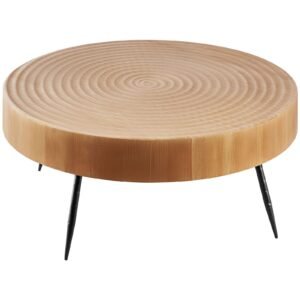 2 pieces round coffee tables sets, 31.3 in industrial living room table with 1 end side table, easy assembly coffee and end tables sets with metal legs, for office, living room and apartment