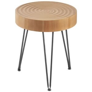 2 pieces round coffee tables sets, 31.3 in industrial living room table with 1 end side table, easy assembly coffee and end tables sets with metal legs, for office, living room and apartment