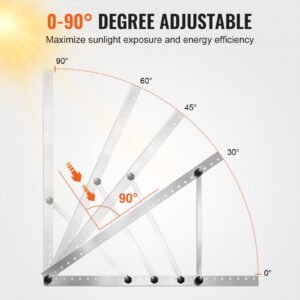 2 sets solar panel mounting brackets 45 inch, 0 to 90° adjustable tilt mount brackets support 100 400w solar panels, lightweight aluminum brackets with folding tilt legs for rv boat off grid