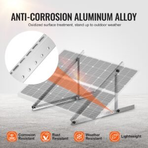 2 sets solar panel mounting brackets 45 inch, 0 to 90° adjustable tilt mount brackets support 100 400w solar panels, lightweight aluminum brackets with folding tilt legs for rv boat off grid