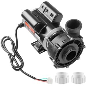 2 speed spa pump, 48 frame, ac 110 120v hot tub spa pump, 1.5hp/150gpm/42.65ft high speed or 0.46hp/70gpm/9.18ft low speed, 2" port 90° rotational interface for hot tub, tested to ul standards