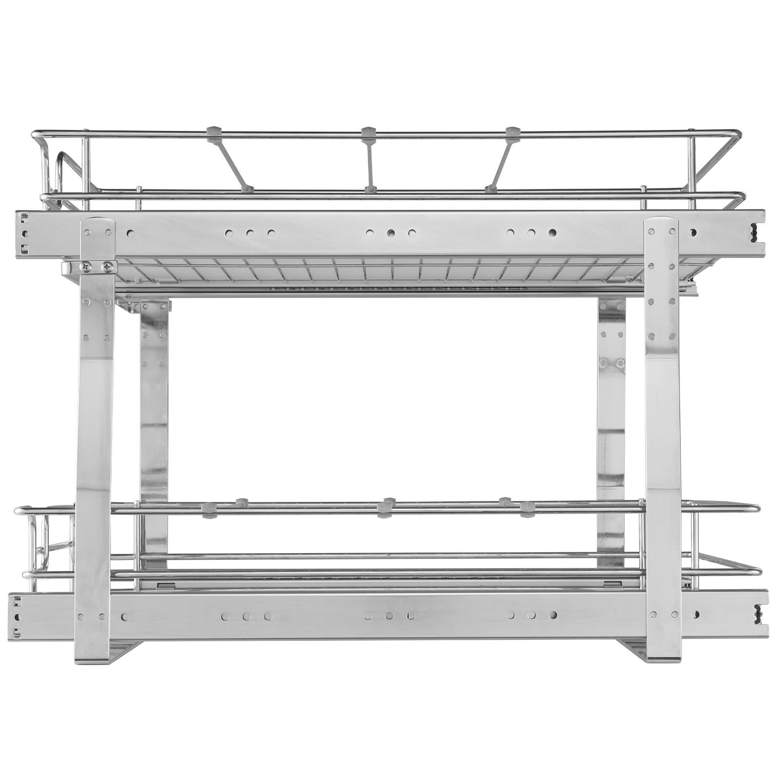2 tier 17"wx21"dx15"h pull out cabinet organizer, heavy duty slide out pantry shelves, steel roll out drawers, sliding drawer storage for home, 18.5"wx22"dx18"h install size for cabinet