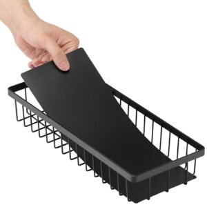 2 tier pull out cabinet organizer(10.7"w x 14.2"d ), under sink organizer and storage, slide out drawer cabinet organizer, wire basket sliding shelf, 12.5"wx15.5"dx13"h install size for cabinet