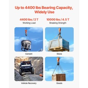 2 ton snatch block with swivel hook, 3" sheave 3/8" inch wire rope, heavy duty snatch block pulley 4400 lbs for towing and recovery operations on tow truck rollback wrecker car hauler winches