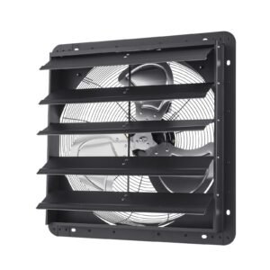 20 inch Shutter Exhaust Fan, Wall Mounted Attic Vent Fan with Smart Programming Variable Speed Temperature Control, 4800 CFM,EC Motor,Timer, for Shed,Garage,Greenhouse Ventilation Cooling,Black