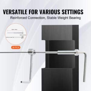 20 pack invisible cable railing kit, t316 stainless steel 1/8" invisible receiver and swage stud end for cable railing, swage tensioner 1/8" for wood/metal post, cable railing hardware, silver