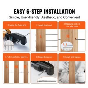 20 pack invisible cable railing kit, t316 stainless steel 1/8" invisible receiver and swage stud end for cable railing, swage tensioner 1/8" for wood/metal post, cable railing hardware, silver