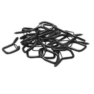 20 pcs q hanger hooks, 2.17 in q hanger string light hooks outdoor, heavy duty outdoor screw hooks with security buckle, for hanging outdoor string lights, christmas lights, cups, decors (black)