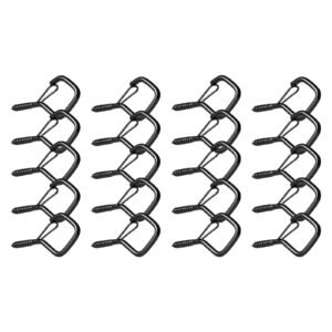 20 pcs q hanger hooks, 2.17 in q hanger string light hooks outdoor, heavy duty outdoor screw hooks with security buckle, for hanging outdoor string lights, christmas lights, cups, decors (black)