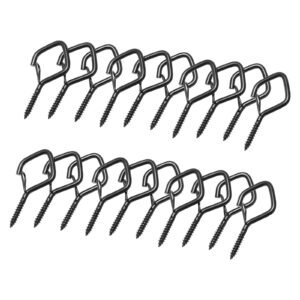 20 pcs q hanger hooks, 2.17 in q hanger string light hooks outdoor, heavy duty outdoor screw hooks with security buckle, for hanging outdoor string lights, christmas lights, cups, decors (black)