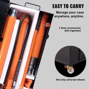 20 ton porta power kit, portable hydraulic jack with 4.6 ft/1.4 m oil hose, car frame repair tool with storage case for automotive, heavy equipment, mechanic (44000 lbs)