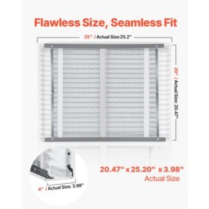 20 x 25 x 4 furnace filter, merv 13 hvac ac filters,12 month electrostatic pleated air conditioner filters, 4 pack (actual size: 20.47 x 25.20 x 3.98 inch) for capturing dust, smog, pet dander