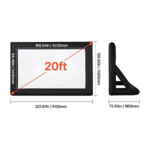 20ft inflatable projector screen, inflatable movie screen outdoor with 250w air blower projector screen oxford fabric material blow up screen for outdoor backyard, home theater, theme party