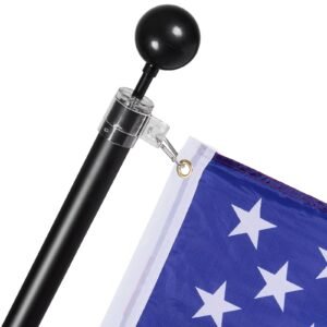 20ft telescoping flag pole kit, heavy duty aluminum alloy in ground flag poles for outside, 3 display modes flagpole with 3x5 american flag, professional accessories, black