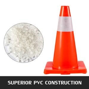 20pack 18" traffic cones, safety road parking cones pvc base, orange traffic cone with reflective collars, hazard construction cones for home traffic parking
