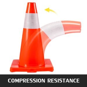 20pack 18" traffic cones, safety road parking cones pvc base, orange traffic cone with reflective collars, hazard construction cones for home traffic parking