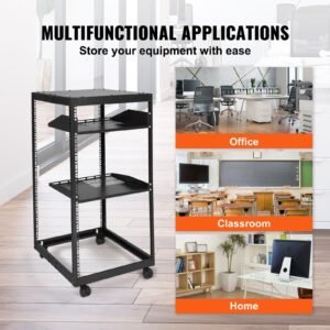 20u open frame server rack, 23 40 in adjustable depth, free standing or wall mount network server rack, 4 post av rack with casters, holds all your networking it equipment av gear router modem