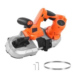 20v portable band saw, 2.56 inch deep cut, 360w bandsaw with brushless motor, cordless and compact portaband, hang hooks, 0 192 m/min variable speed, for cutting metal, wood (bare tool only)