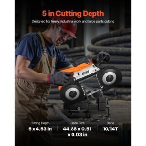 20v portable band saw kit, 5 inches deep cut, ac 110v, 360w bandsaw with brushless motor, 4.0 ah battery, cordless and compact portaband, 0 120 m/min variable speed, for cutting metal, wood