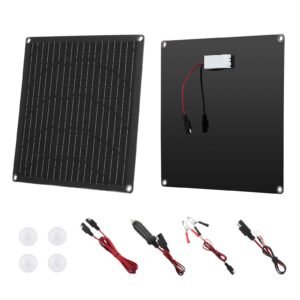 20W 12V Solar Panel Battery Charger, Solar Battery Trickle Charger Maintainer with Built-in Smart Controller & 3 Connection Cables, IP67 Waterproof Portable for RV Car Motorcycle Boat Van Camper