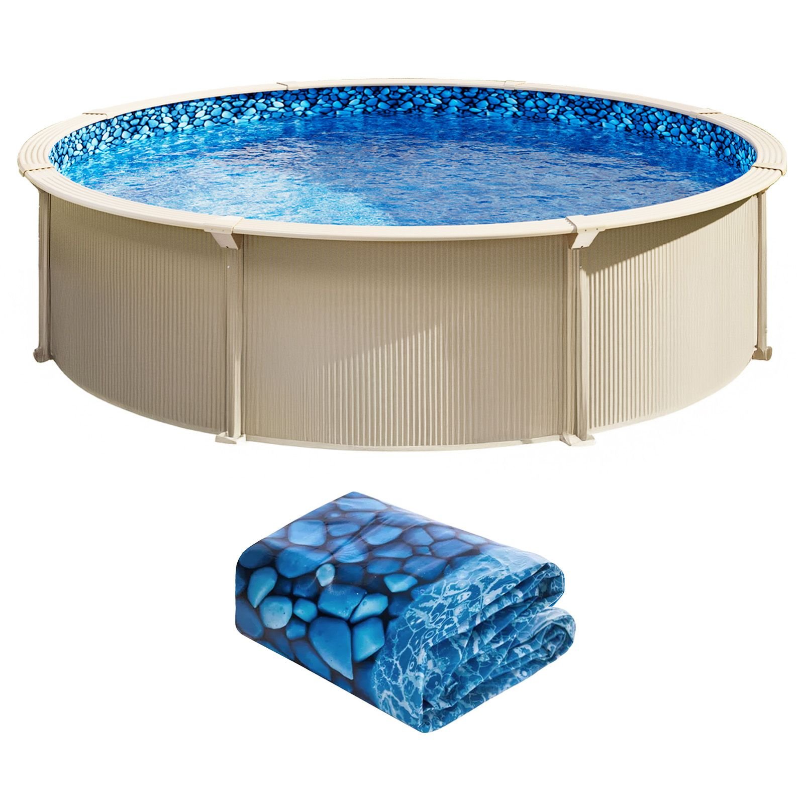 21 ft round above ground pool liner, overlap pool liners, standard gauge vinyl, 48 to 54inch wall height, designed for steel sided above ground swimming pools