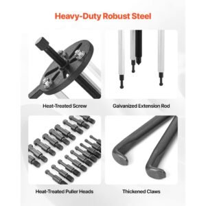 21 in 1 bearing puller set, 21 pcs 3 jaw hook puller for internal external bearings and bearing without inner shaft, multifunctional bearing removal tool with heavy duty portable storage case