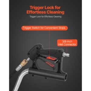 22" pressure washer surface cleaner, stainless steel pressure washer attachments with 4 wheels, 4500 max psi, 3/8 quick connector, 2 spray nozzles, dual handle, for concrete, patio, sidewalk