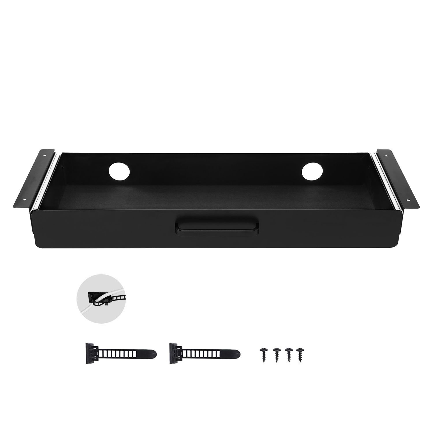 22" wide under desk drawer slide out, under desk mounted pull out drawer attachment, hidden desktop storage organizer, under table pencil drawer for office home sit stand workstation, 25x9x3 in
