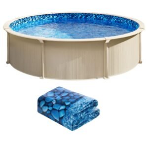 24-ft Round Above Ground Pool Liner, Unibead Pool Liners, Standard Gauge, 52inch Wall Height, Designed for Steel Sided Above-Ground Swimming Pools