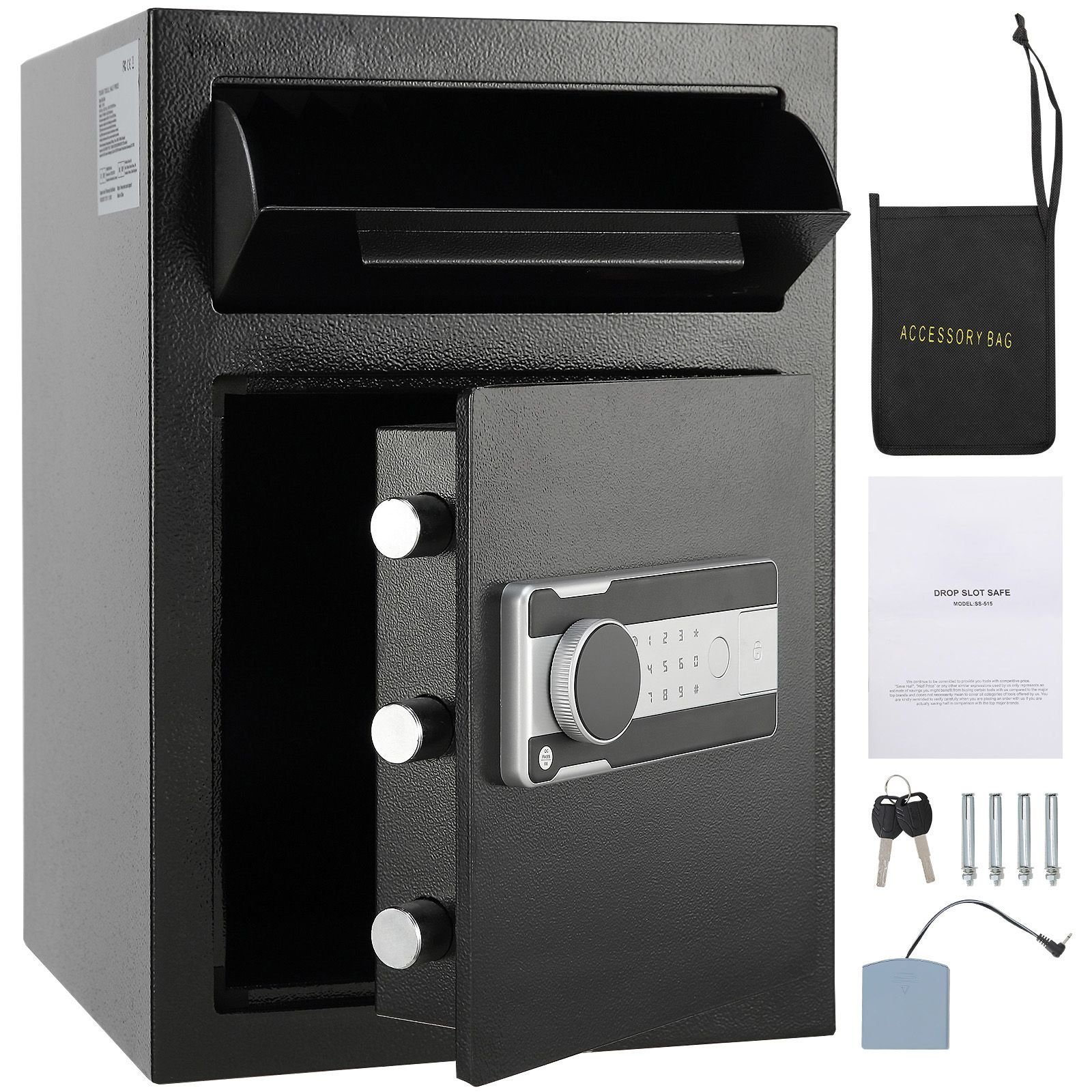 2.5 cub depository safe, deposit safe with drop slot, electronic code lock and 2 emergency keys, 20.27'' x 13.97'' x 13.97'' business drop slot safe for cash, mail in home, hotel, office