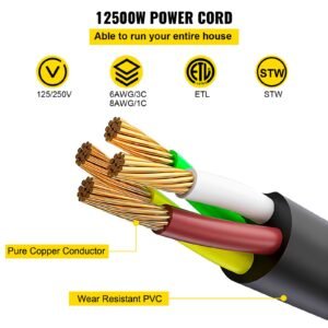 25 ft 50amp rv extension cord nema n14 50p to n14 50r, 125 / 250v heavy duty stw 6/3+ 8/1 rv power cord, for ev charging and rv trailer campers