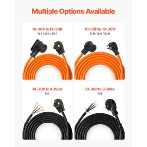 25 ft dryer extension cord, 4 prong nema 14 30p to 14 30r dryer cord, 125v/250v, stw 10awg/4c, 30a, pure copper wire cable with black non woven bag and pvc cable tie, for outdoor & indoor use