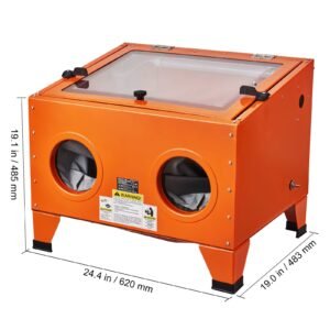 25 gallon sandblasting cabinet, 40 120psi portable benchtop sand blasting cabinet, heavy duty steel sand blaster with blasting gun & 4 ceramic nozzles for paint, stain, rust removal