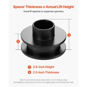 2.5 inch front leveling lift kit for 2011 2023 ford f250 f350 f450 super duty 4wd models, chassis level kit with track bar relocation bracket, coil spring spacers, isolators, shock extenders