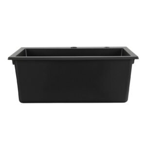 25 inch kitchen sink workstation, top mount granite sinks, drop in single bowl farmhouse basin with multiple accessories, household dishwasher sinks for rv, prep kitchen, and bar (black)