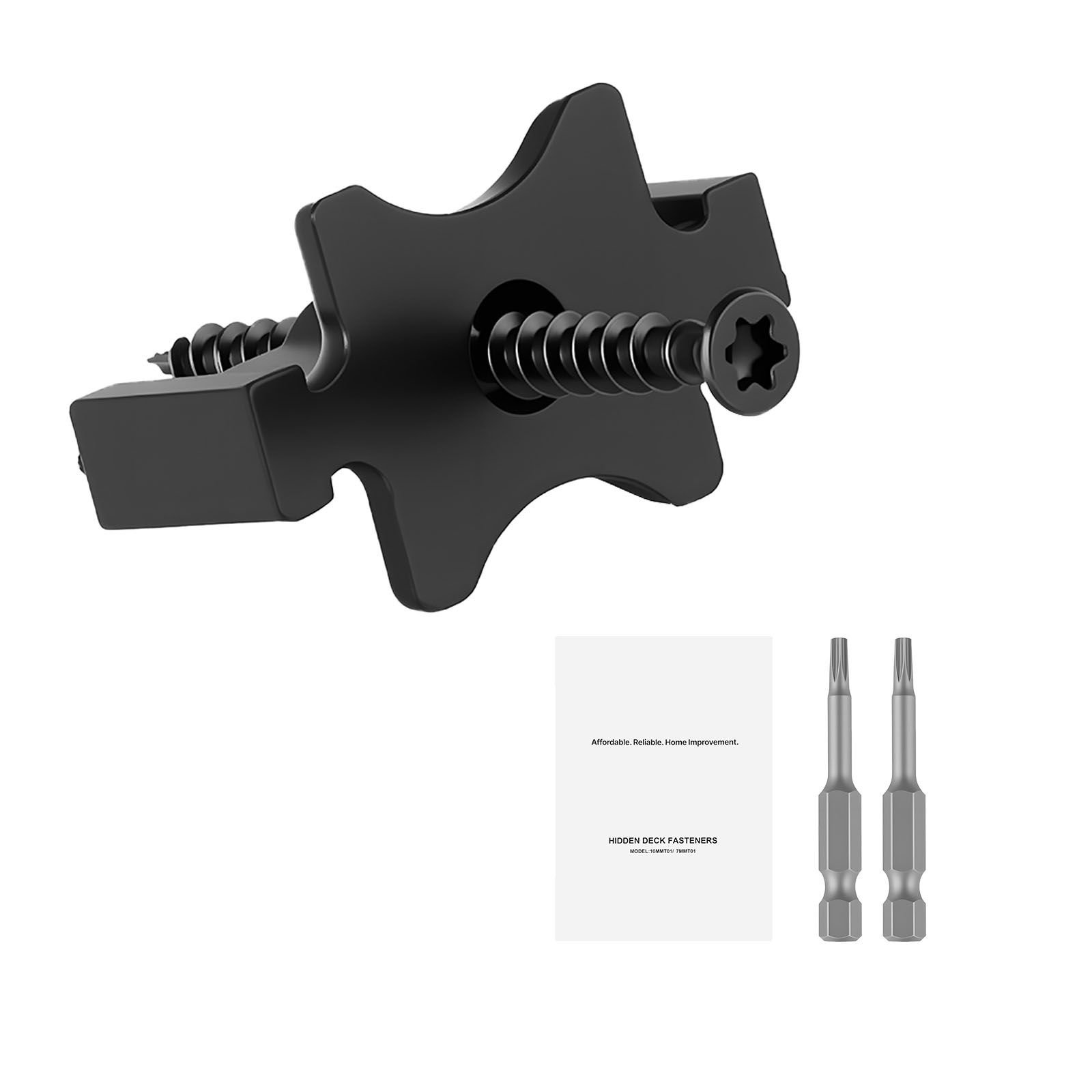 250pcs hidden deck fasteners for composite decking board, universal composite t clips & plastic hidden fasteners with metal screws,polypropylene pp clips works with 0.26 inch gaps, black